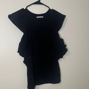 Black Ruffled Sleeveless Top